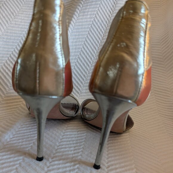 Jean-Michel Cazabat Octavia Metallic Patchwork Heels Size 7.5 Stiletto Sandals - Picture 8 of 12